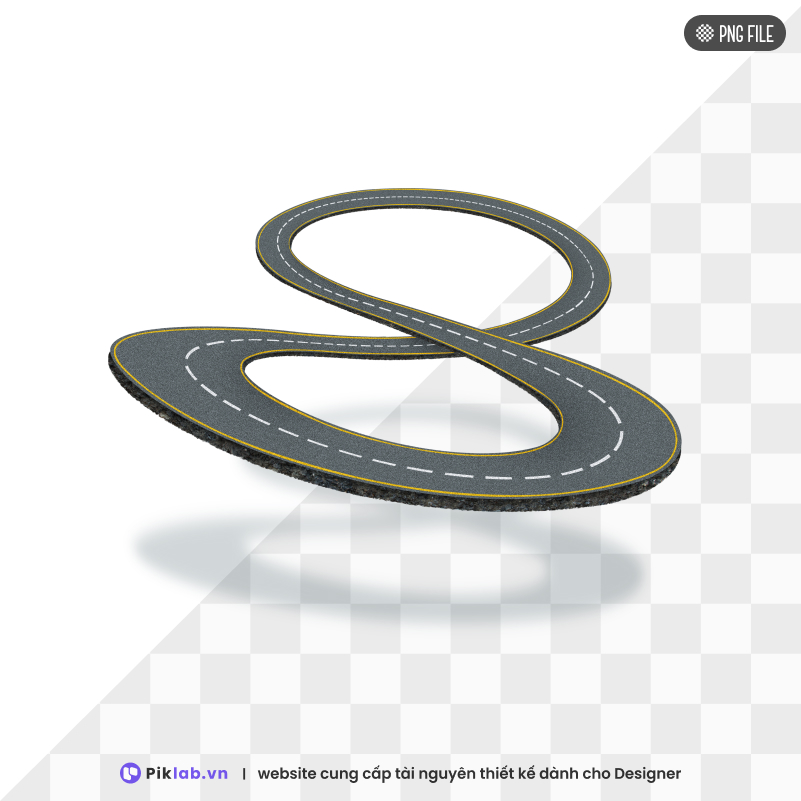 Design resource curved roadways isolated on transparent background PNG con đường hình số tám